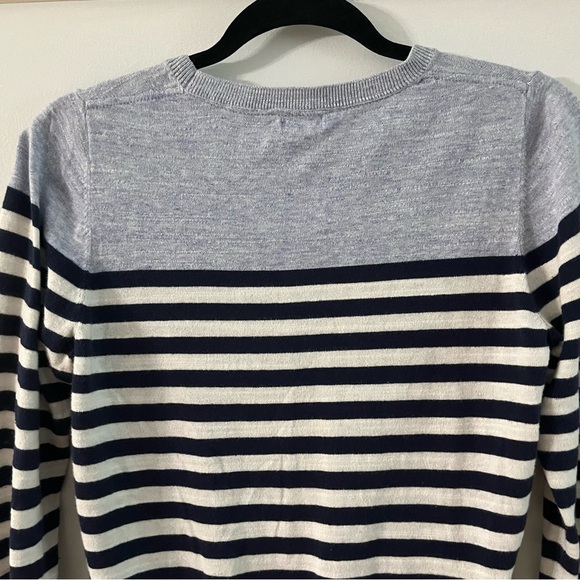 L.L. Bean | Blue and White Stripe Crewneck Sweater- Size Small - Picture 3 of 9
